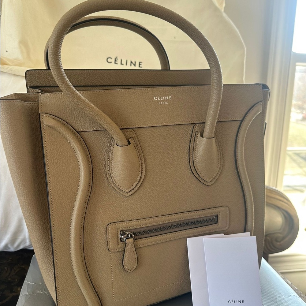 Celine Taupe Leather Tote Bag - Picture 2 of 2